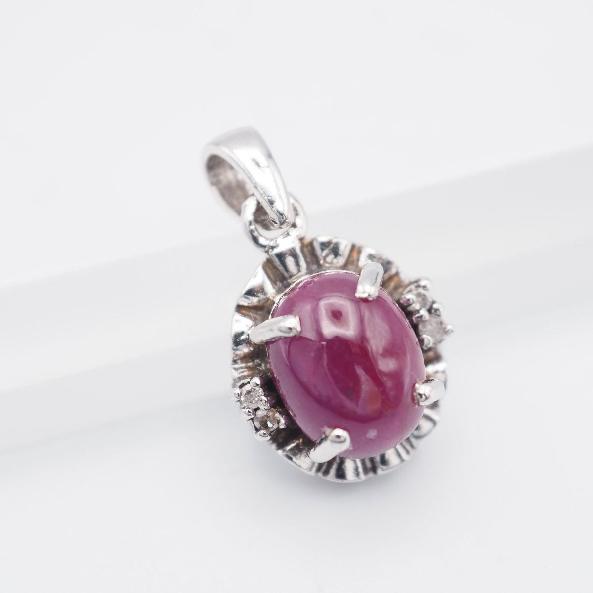 G128 ルビー ピンクスピネル ダイヤモンド 925刻印 ペンダント トップ デザイン シルバー チャーム ヘッド 4月誕生石