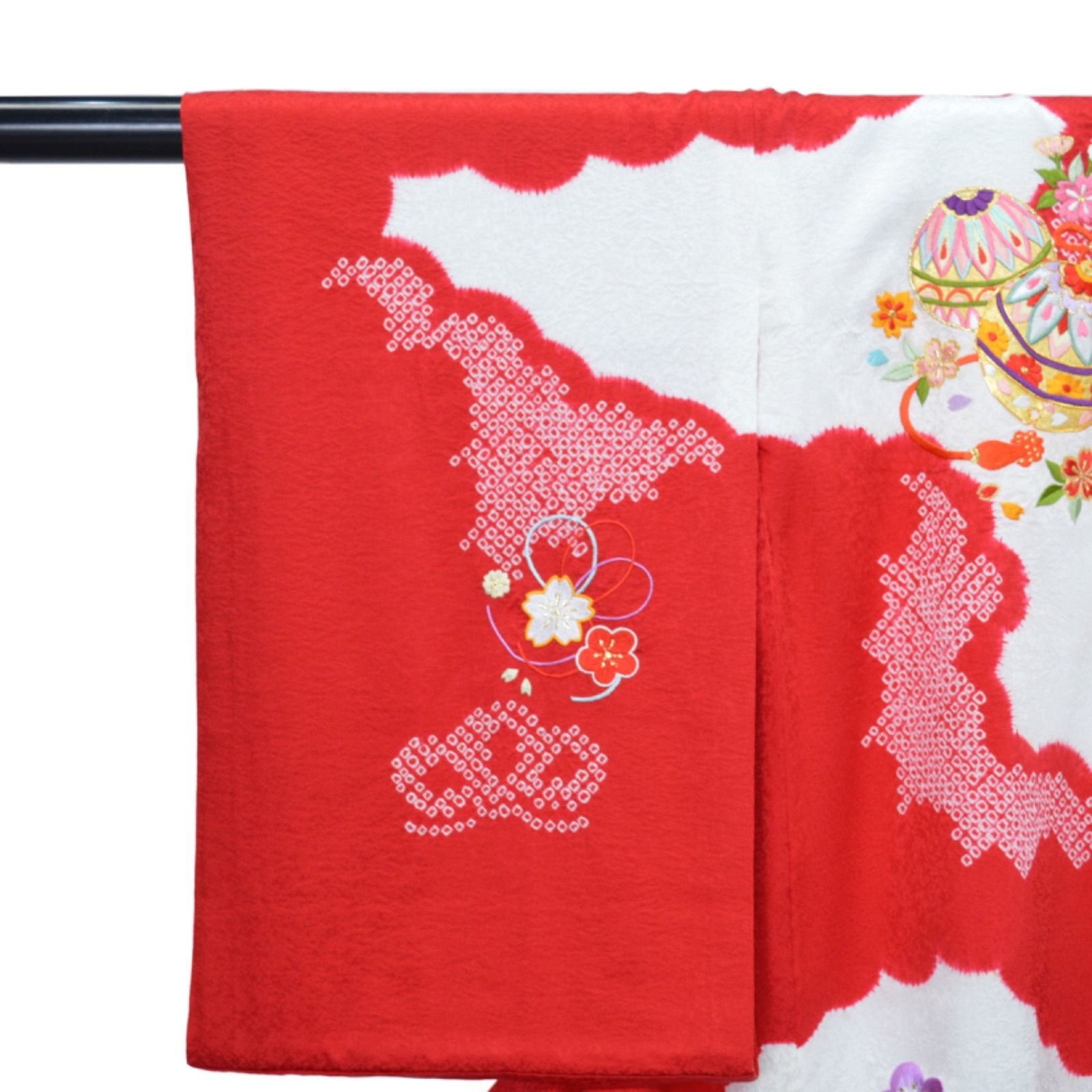 新品》女の子 お宮参り 熨斗目 赤 刺繍 のしめ 女児 正絹 高級品 鞠 梅 