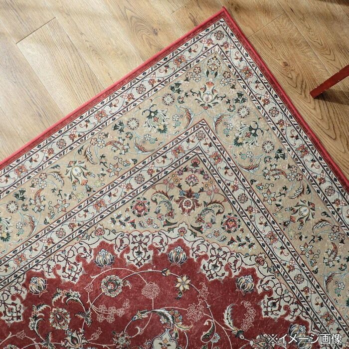 ペルシャ絨毯風プリントラグ ペリンネ 割引 190×190cm レッド