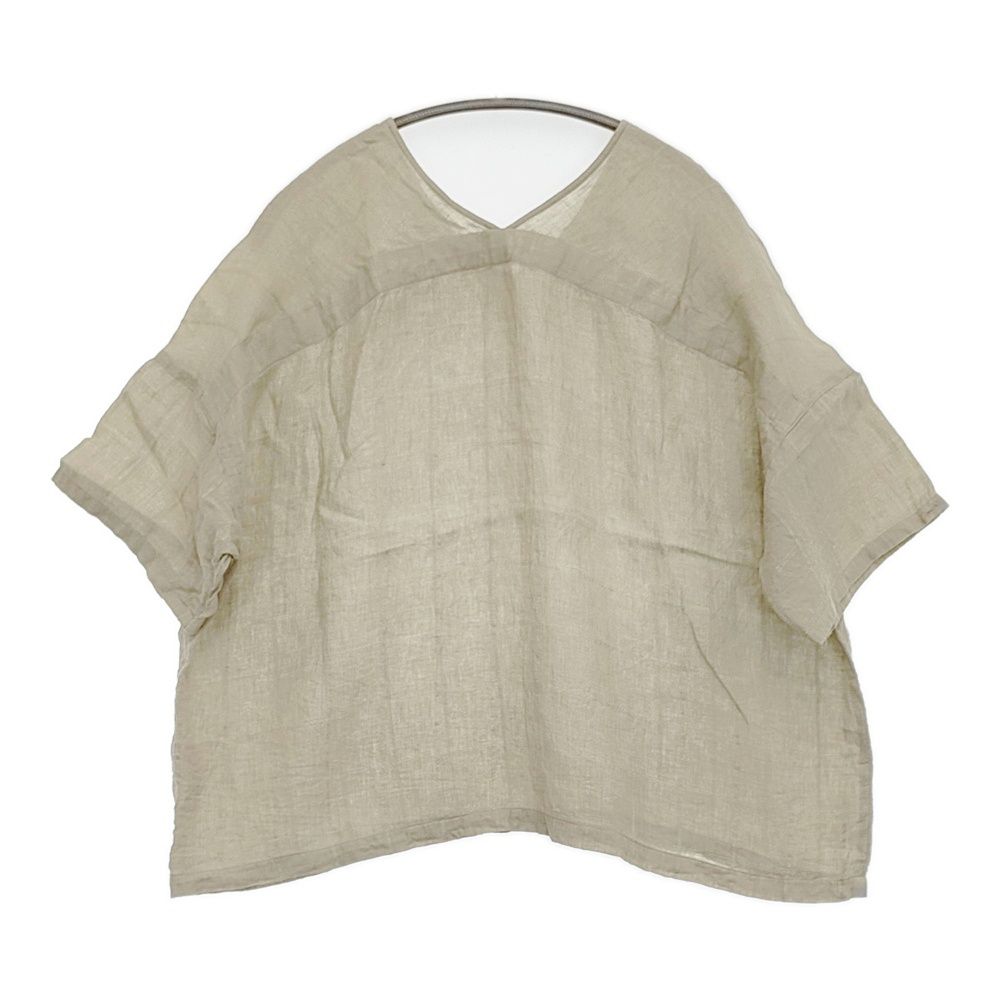 evam eva linen stitches pullover 定価26400円 E251T172 サイズM ブラウス シャツ グレージュ レディース エヴァムエヴァ 5-0902S♪