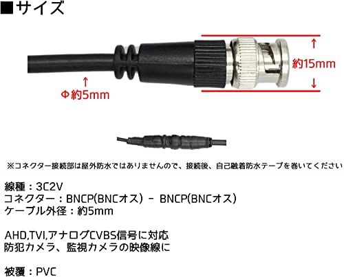 新品 同軸ケーブル(BNCP-BNCP 両端BNCコネクター） 防犯カメラ