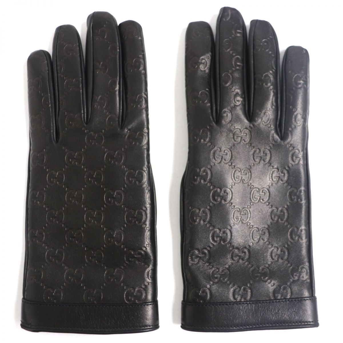 極美品▽GUCCI グッチ シマ 裏地カシミヤ100% ラムレザーグローブ/手袋  