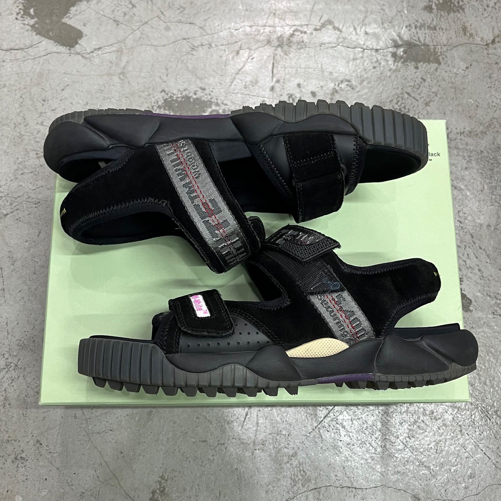 参考上代53900円 OFF-WHITE ジャガード ロゴ サンダル オフホワイト