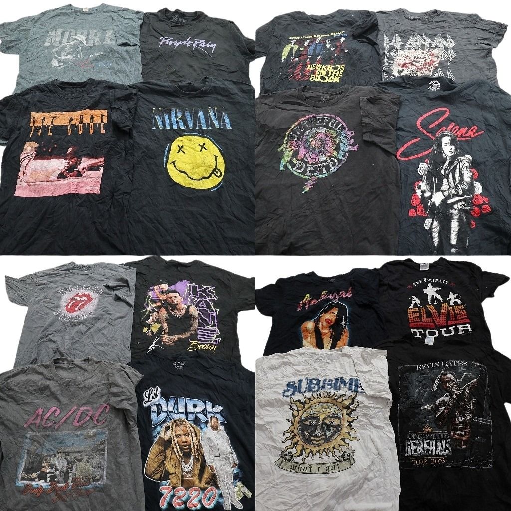 古着卸 まとめ売り 音楽・バンド 半袖Tシャツ 16枚セット (メンズ Ｌ ) アイスキューブ ニルヴァーナ パープルレイン  古着 MZ5531