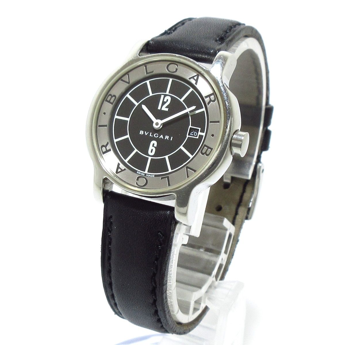 BVLGARI ブルガリ 腕時計 ソロテンポ ST29S レディース SS 革ベルト 黒