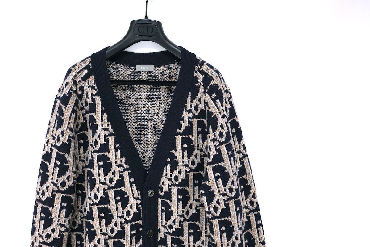 2022AW DIOR ディオール オブリーク 総柄 ウール ニット カーディガン