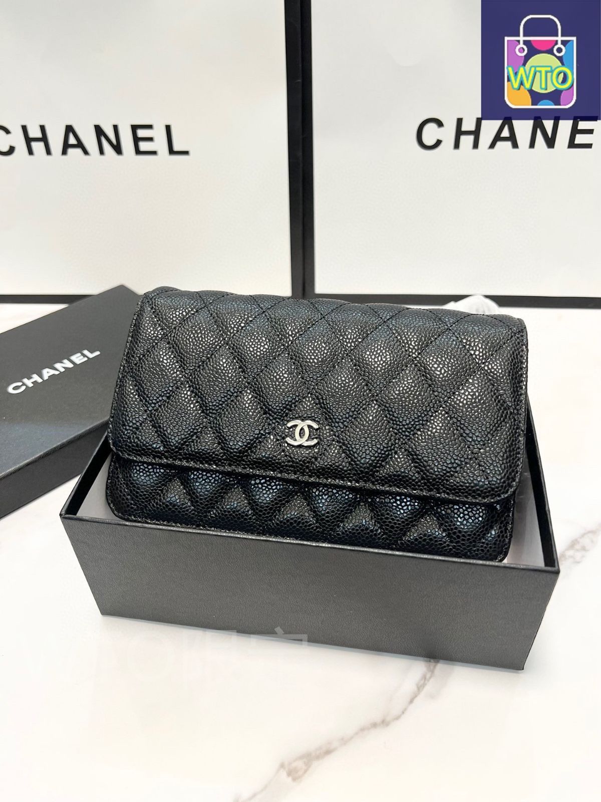 今日特価】Chanel 香奈儿 黒色 キャビアレザー WOC 20x13cm