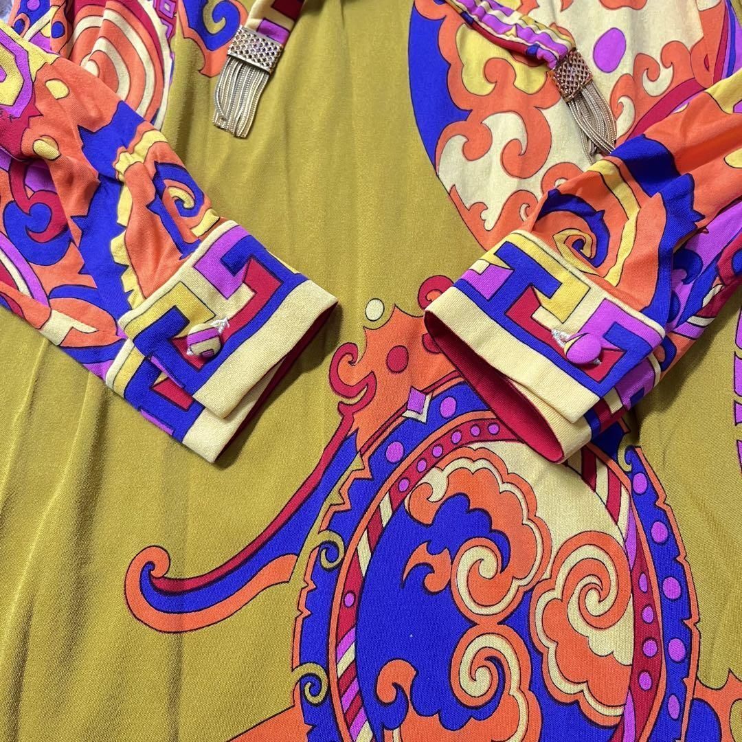 天然シルク】LEONARD FASHION レオナール 長袖ロングワンピース 2 M