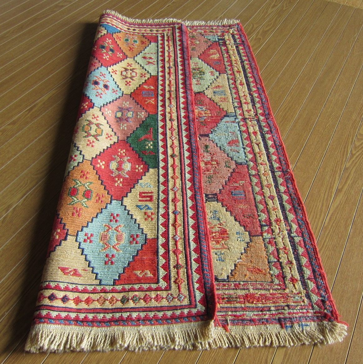 283×75】イラン直輸入アゼルバイジャン産キリム・KILIM／ランナー1964