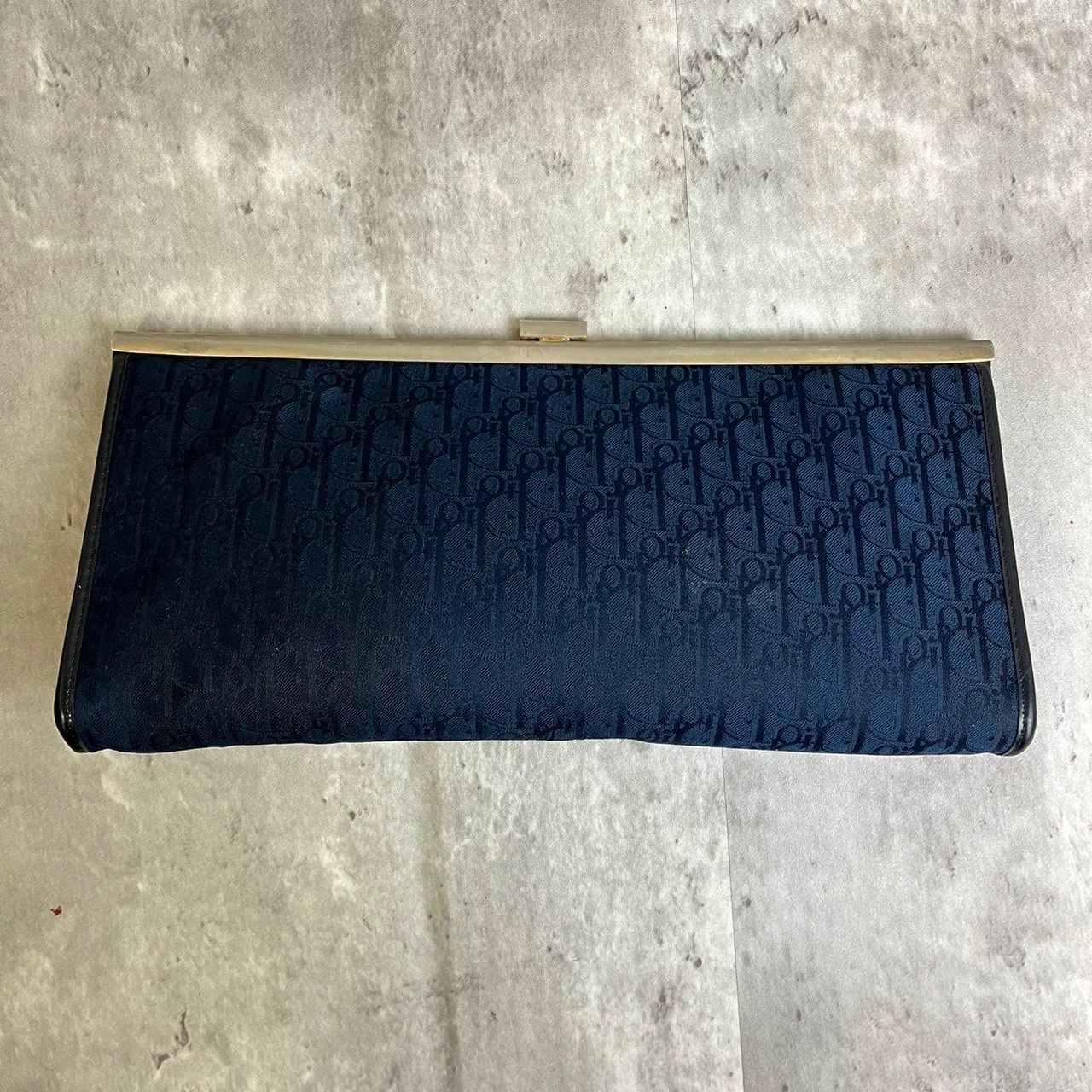 DIOR がま口 クラッチバッグ トロッター 総柄 ロゴ型押し ゴールド金具 ✨良品✨ DIOR ディオール がま口 クラッチバッグ トロッター 総