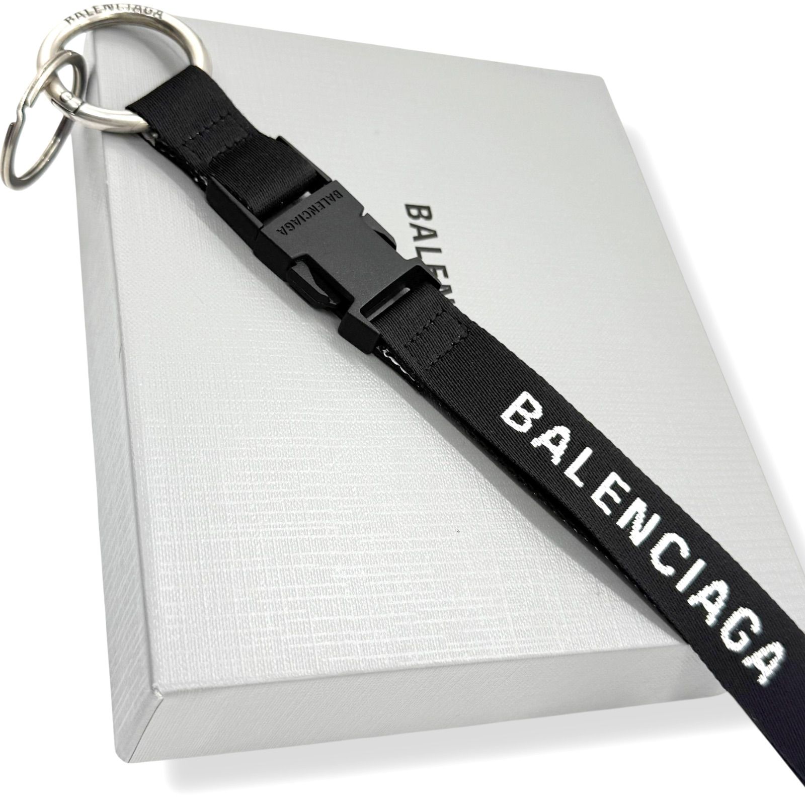 バレンシアガ ネックストラップ ブラック キーリング dd1