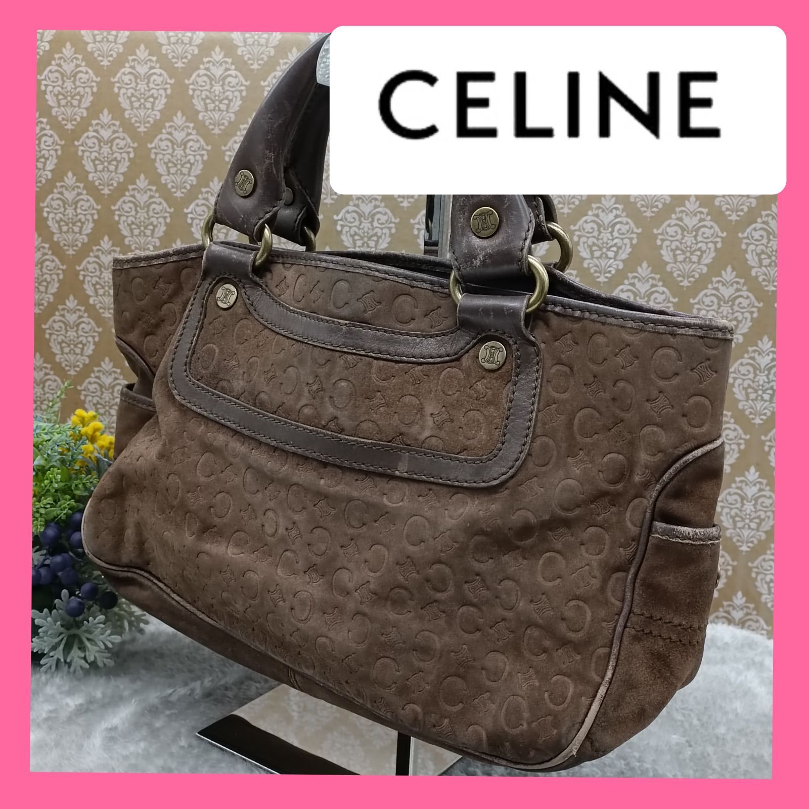 CELINE 》 セリーヌ ブギーバッグ ハンドバッグ スエード Cマカダム 総 