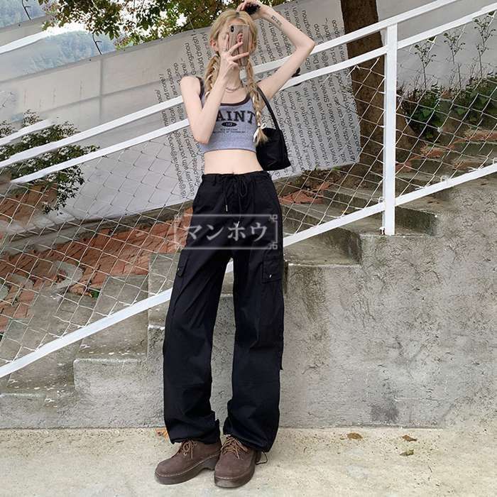 カーゴパンツ レディース ボトムス 夏物 ジョガーパンツ ロングパンツ ズボン 着痩せ ポケット付き 無地 美脚 おしゃれ カジュアル 春夏秋 ウエストゴム shunwsj01