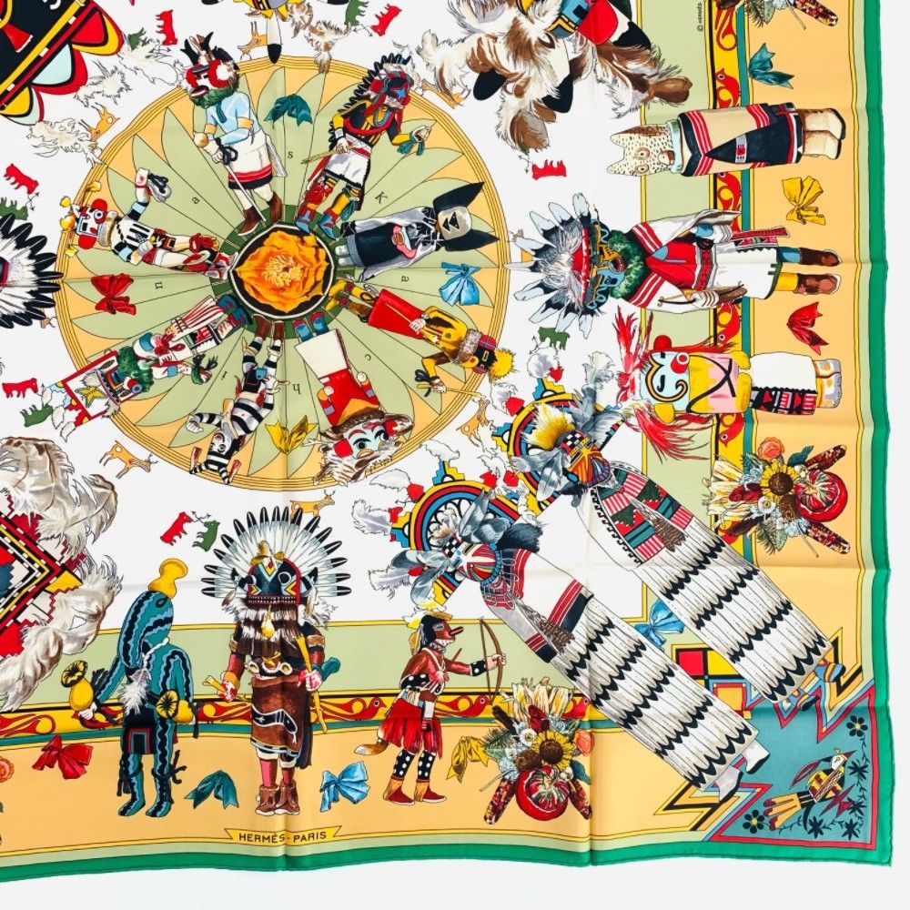 美品 エルメス カレ90 Kachinas カチナ 民族 マルチカラー スカーフ 楽天市場】【極美品】 エルメス HERMES スカーフ カレ 90 シルク