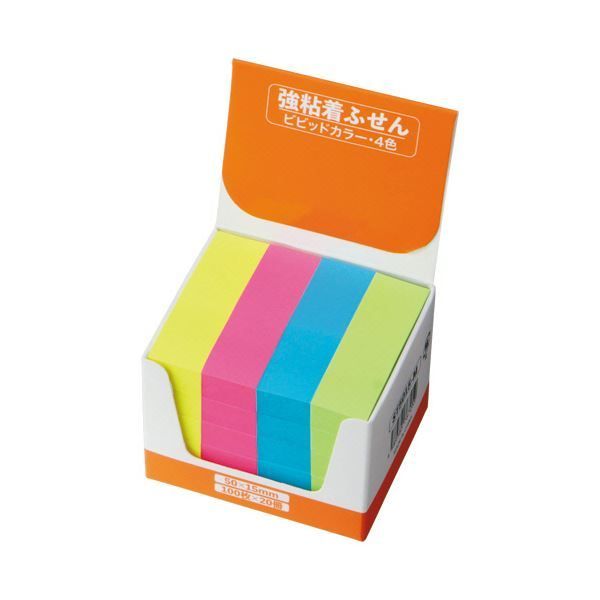 まとめ TANOSEE 強粘着ふせん50×15mm ビビッド 4色 1セット 60冊 20冊×3パック ×5セット
