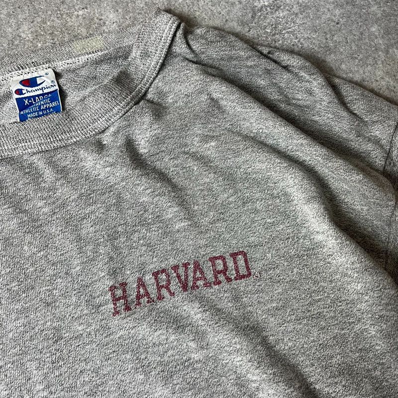雰囲気系 90s USA製 Champion HARVARD カレッジ プリント 半袖 T