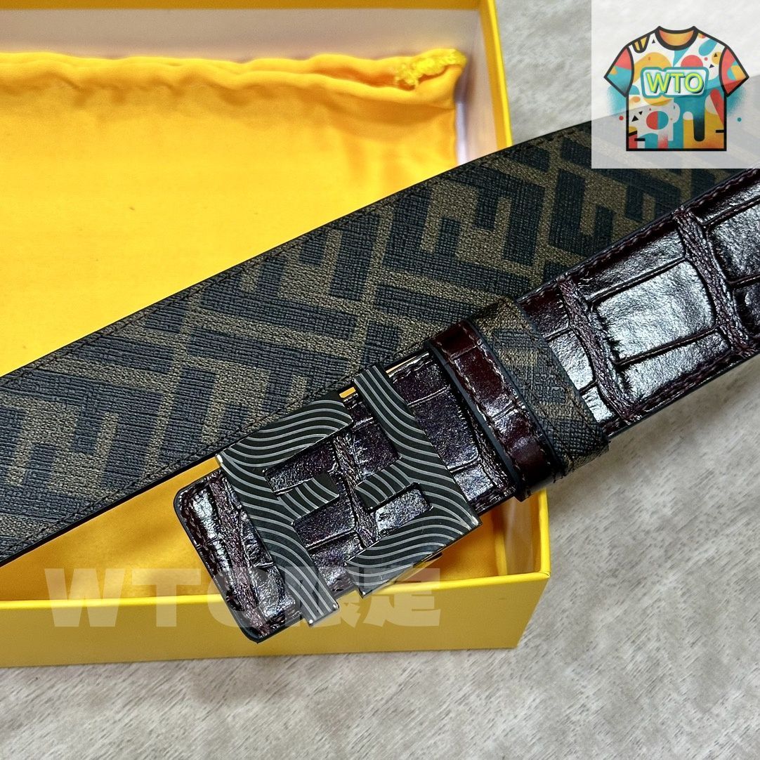 FENDIカジュアルベルト FFスクエアベルト レザー ブラック | Fendi