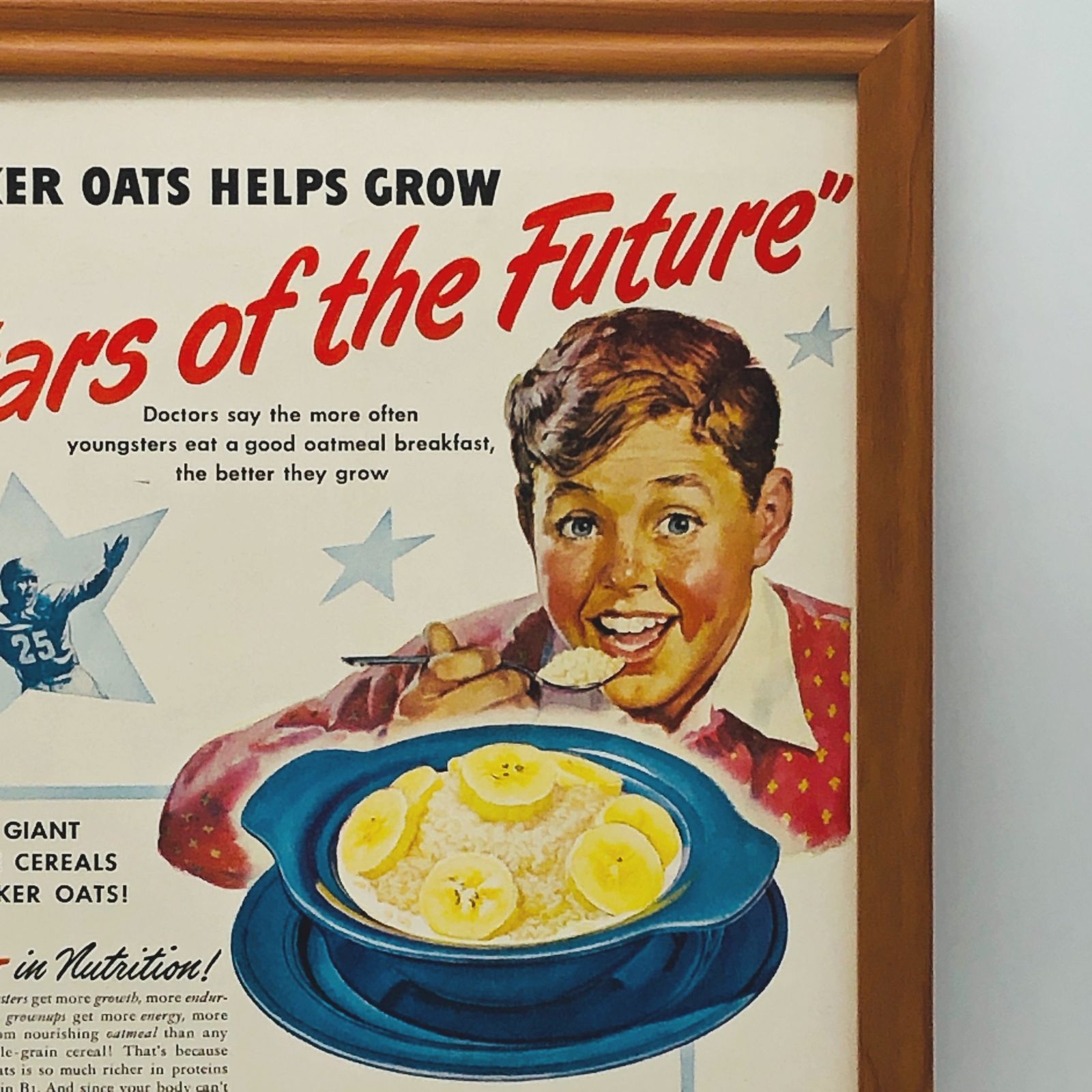 ビンテージ 広告 ポスター フレーム付 『 クエーカーオーツ ( Quaker Oats ) 』 1940's ※当時物 オリジナル アメリカ  輸入雑貨 ヴィンテージ 雑誌 アドバタイジング レトロ ( AZ1553 ) - メルカリ