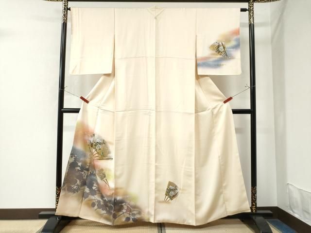 ［3941］訪問着 扇文箱花文 ぼかし 金彩 正絹 着物 袷 3941］訪問着 扇文箱花文 ぼかし 金彩 正絹 着物 袷 - メルカリ