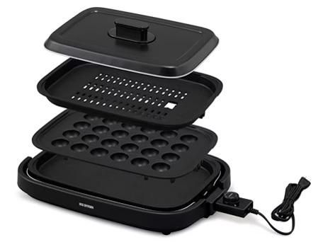 5営業日で発送 IRISOHYAMA アイリスオーヤマ 網焼き風ホットプレート 3枚プレート ブラック IHA-A30-B