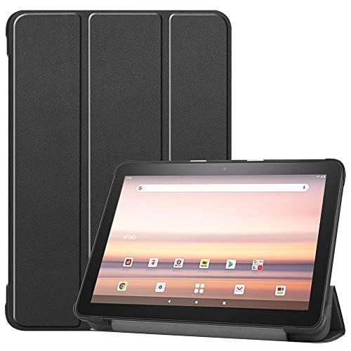 dtab Compact d-41A_ブラック NTTドコモ dtab d-41A ケース [Gosento] 軽量 薄型 三つ折スタンドケース PUレザー dtab d-41A 10.1インチ カバー [ブラック]