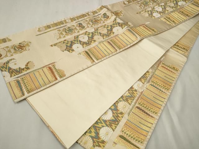 平和屋着物○六通柄袋帯 唐織 元就紀行 金糸 正絹 逸品 未使用