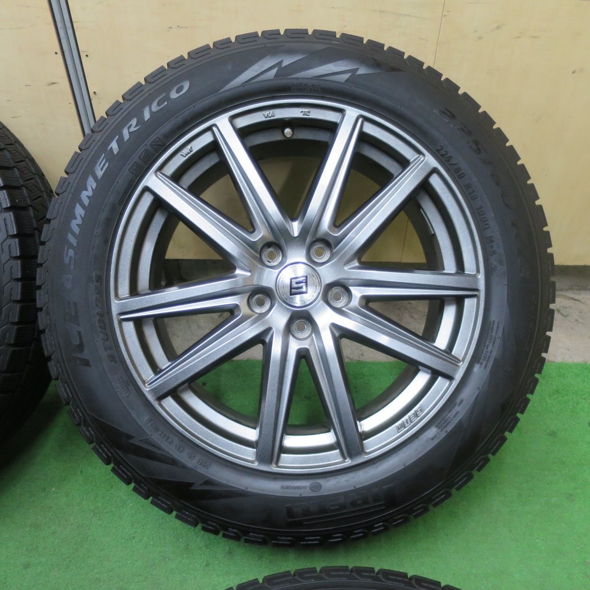 バリ溝 21年 キレイ 9分 スタッドレス 225 60R18 ピレリ アイスアシンメトリコ SEIN ザイン 18インチ PCD114.3 5H 5091703TTス TRITUETUBI_COM