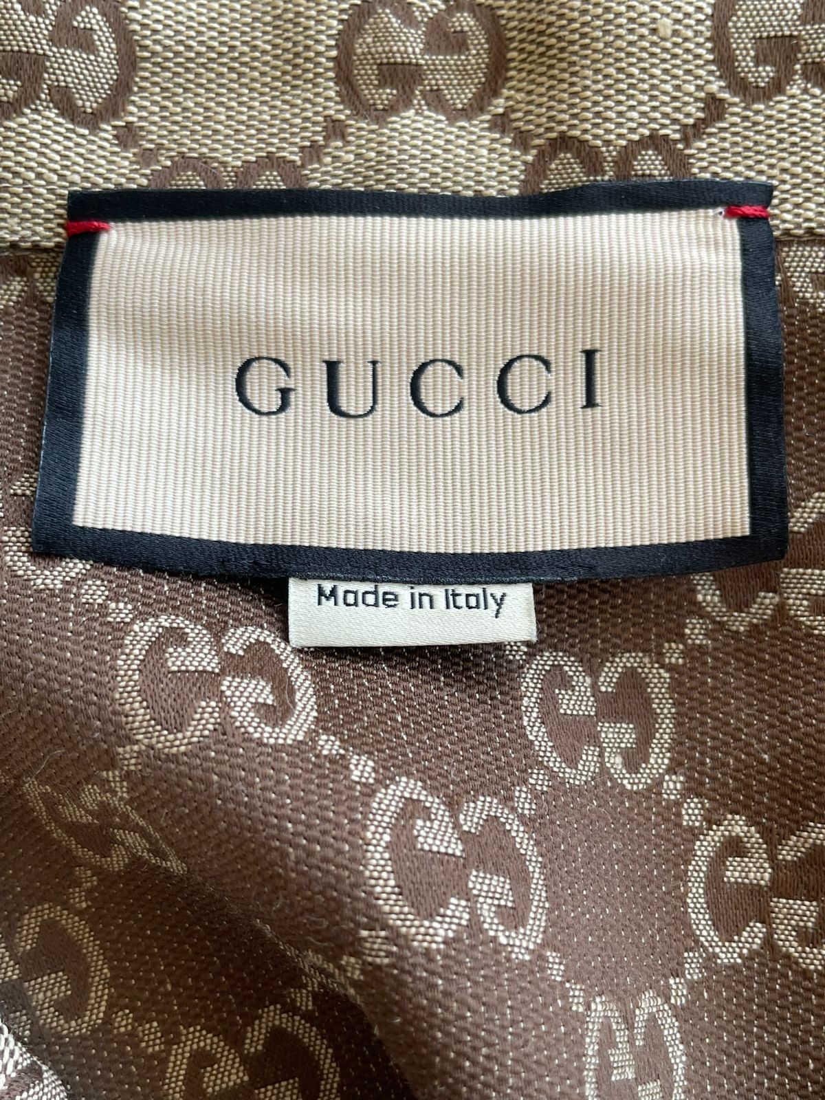 中古品 GUCCI グッチ GGリネン ブレンドキャンバス シャツ