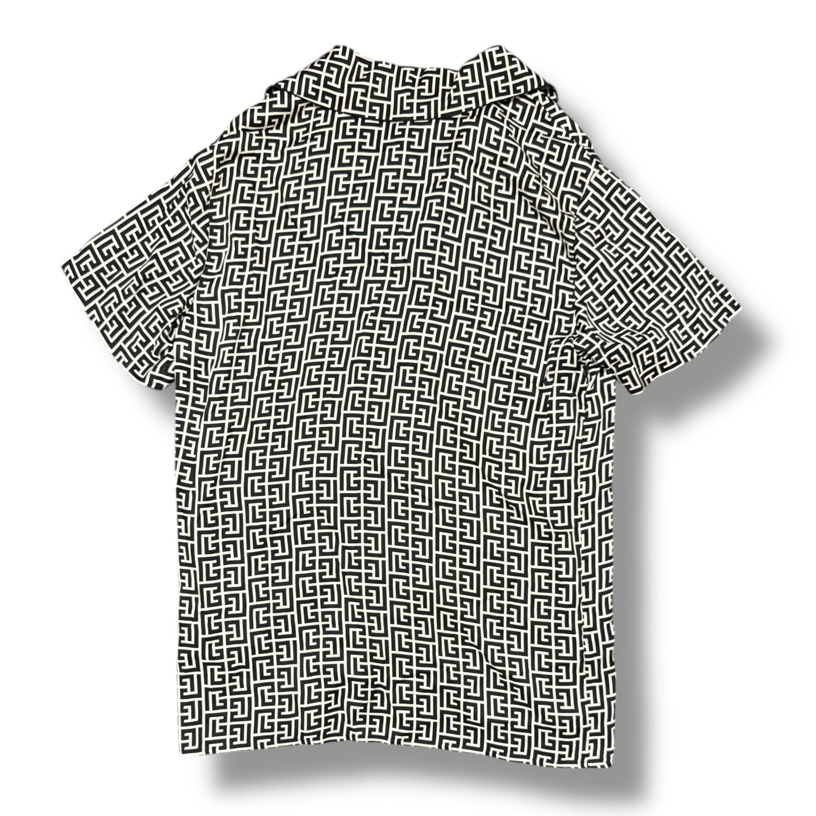 未使用品 BALMAIN Monogram-Print Short-Sleeve Shirt モノグラム 