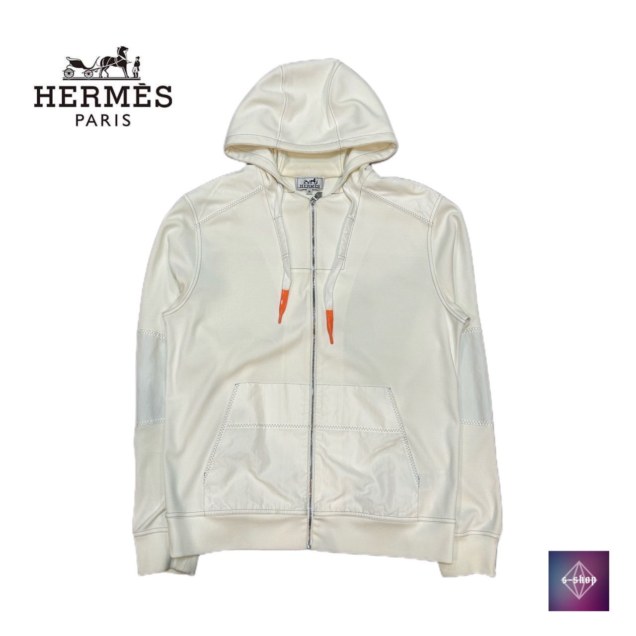 HERMES エルメス ヴォワルH パーカー トップス XS ホワイト 長袖