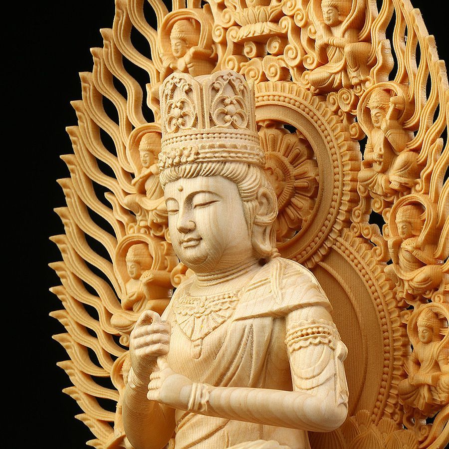 極上品/ 大日如来座像 総檜材　仏教工芸品　木彫仏教　精密彫刻　仏師で仕上げ品