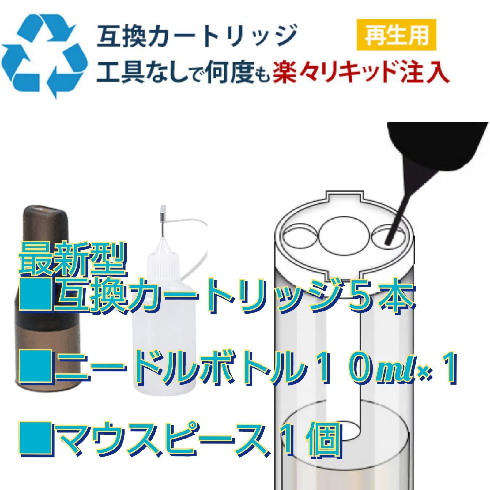 最新型❗️繰り返し使えるプルームテックプラス互換カートリッジ５本+