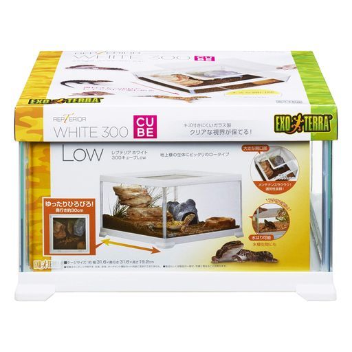 エキゾテラGEXEXOTERRAレプテリアホワイト300CUBELow小型爬虫類ガラスケージホワイトフレームW31.6xD31.6xH19.2cm爬虫類 両生類飼育ケージ