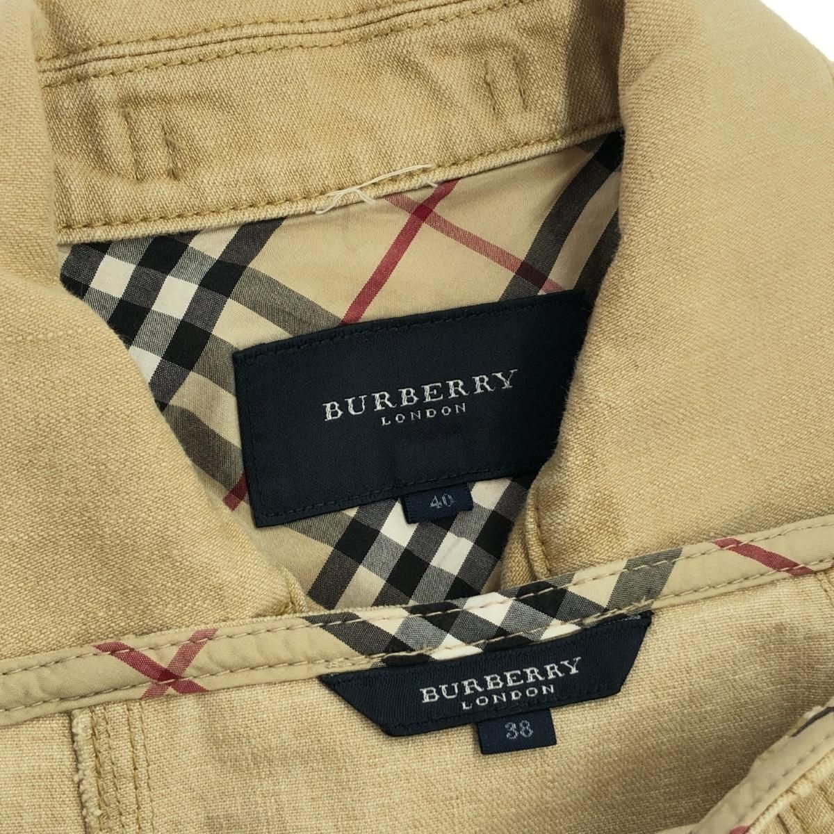 BURBERRY LONDON バーバリーロンドン  セットアップ 大きめサイズ:40  ベージュ  レディース デニム 裏地ノバチェック　240001140378 BURBERRY LONDON バーバリーロンドン セットアップ 大きめサイズ:40