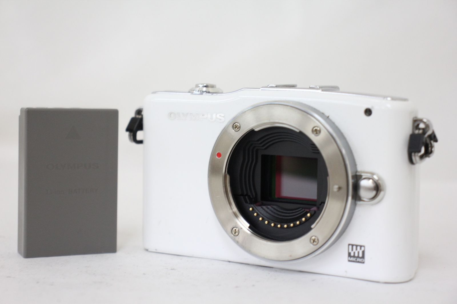 返品保証 オリンパス Olympus PEN Mini E-PM1 ホワイト バッテリー付き ミラーレス一眼 ボディ e560