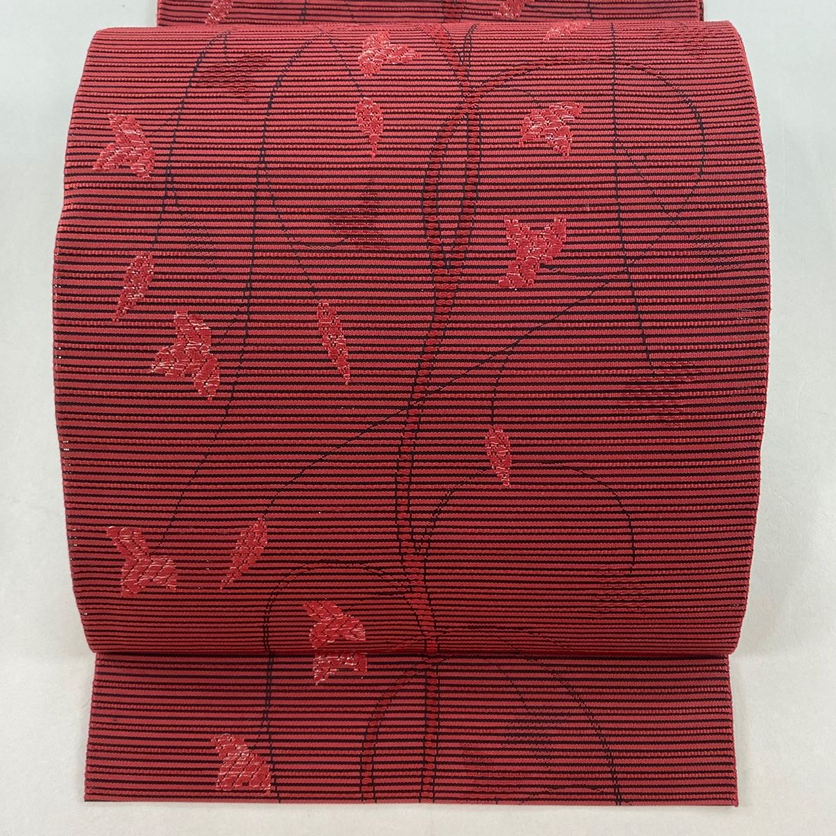 名古屋帯 美品 優品 夏帯 絽 八寸名古屋帯 トンネル仕立て 葉柄