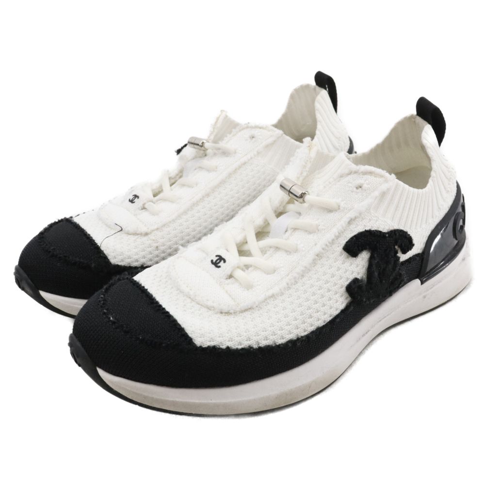 シャネルココマークニットローカットスニーカー G38332 レディース ホワイト CHANEL (シャネル) ココマークニットローカットスニーカー