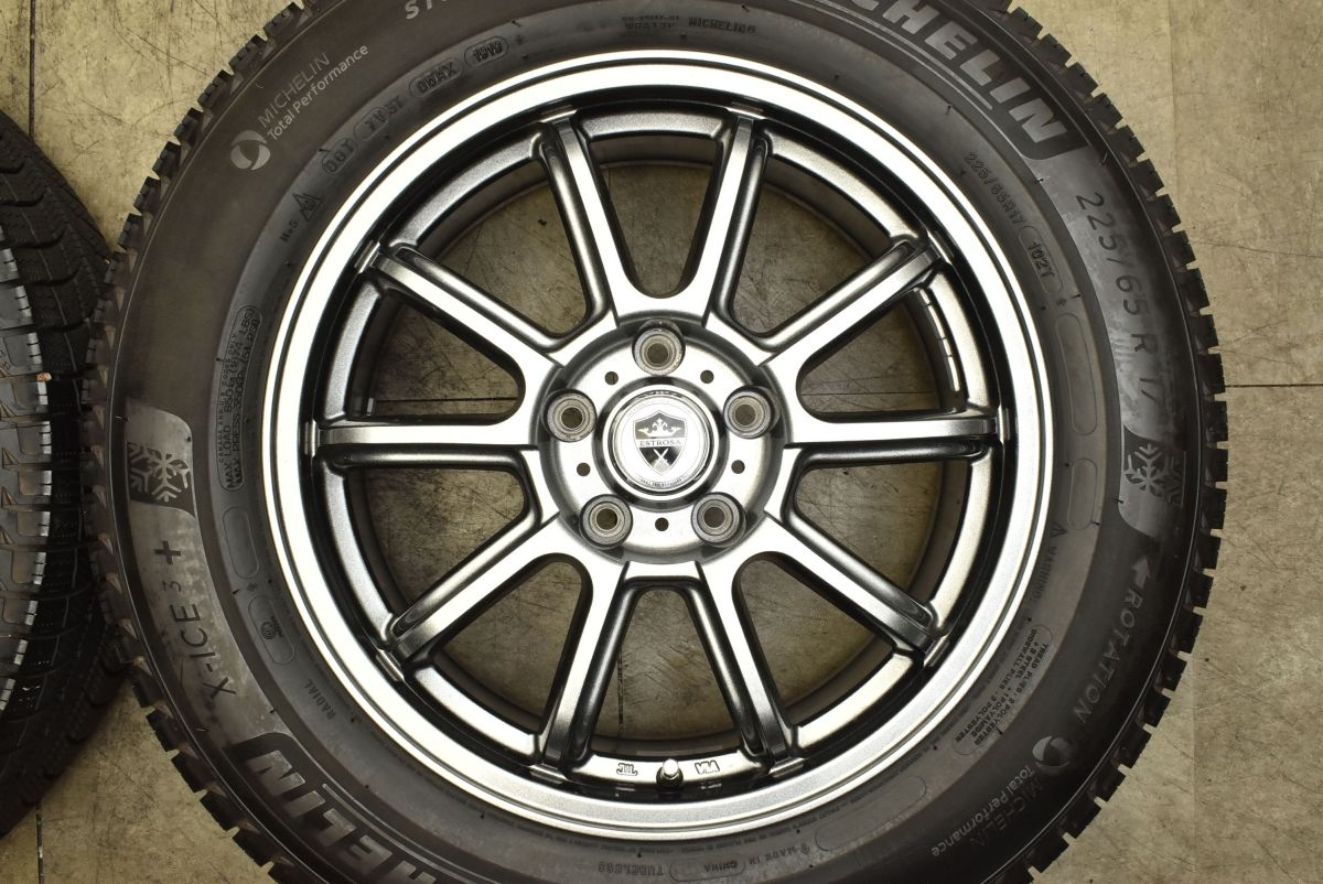 【即納】 バリ溝 ESTROSA 17in 7J 48 PCD114.3 ミシュラン X-ICE 3 225 65R17 CX-5 CX-8 エクストレイル レガシィアウトバック 一流の素材、完璧な品質!