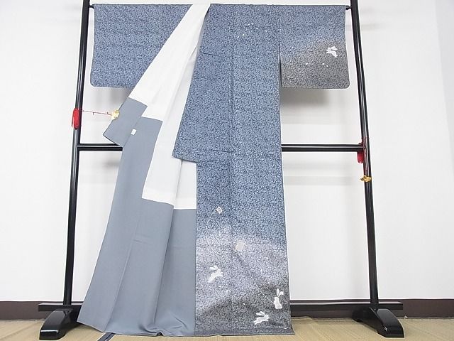 平和屋-こころ店■極上　本場染大島紬　訪問着　作家物　花画廊　跳び兎　凧　着丈166cm　裄丈68cm　正絹　逸品　未使用　3kk1768 平和屋-こころ店□極上 本場染大島紬 訪問着 作家物 花画廊 跳び兎 凧