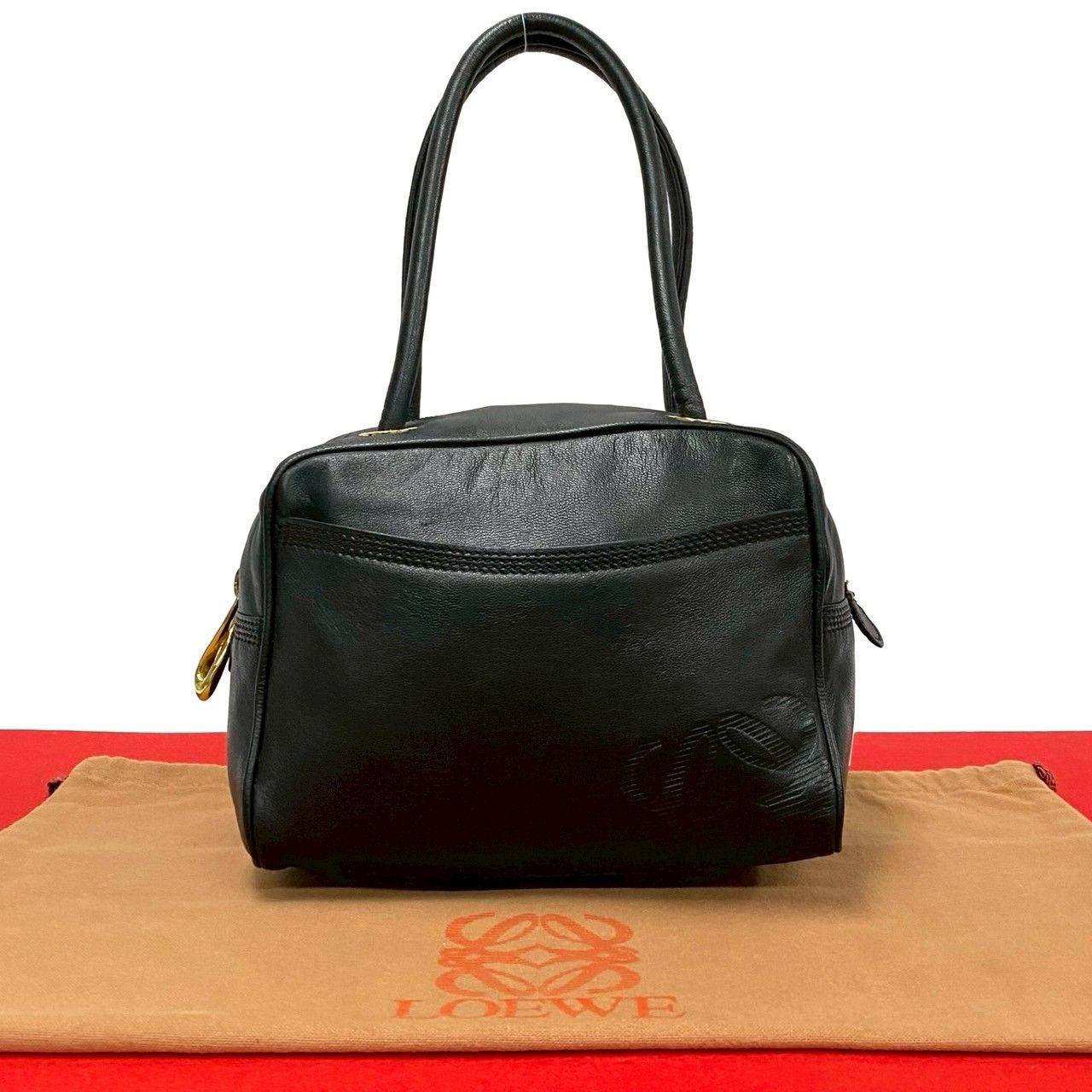 た*き様 美品　ロエベ　アナグラム　ナッパレザー　ハンドバッグ LOEWE - ロエベ LOEWE ナッパレザー アナグラム ハンドバッグの