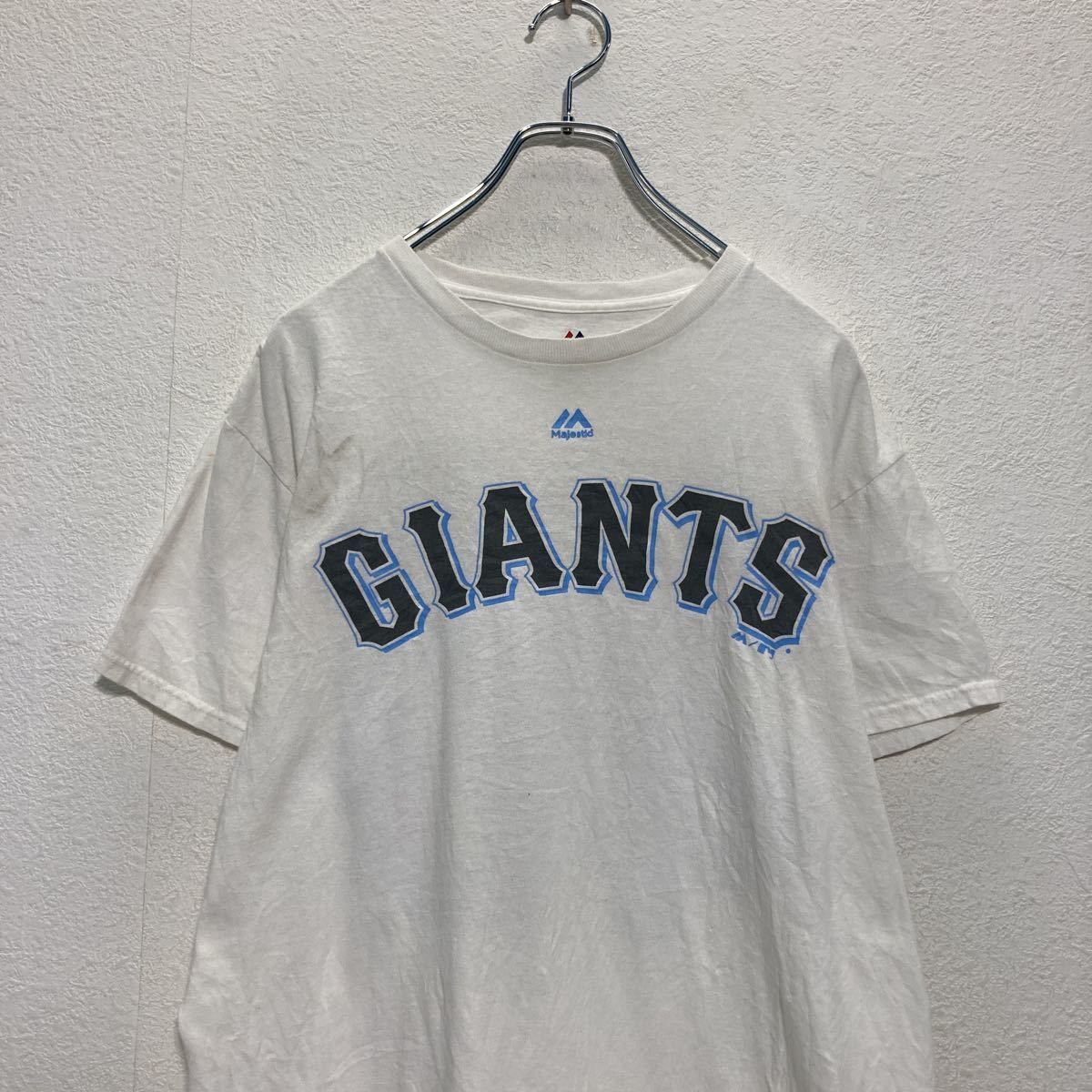 Majestic 半袖 プリント Tシャツ M ホワイト ブルー MLB