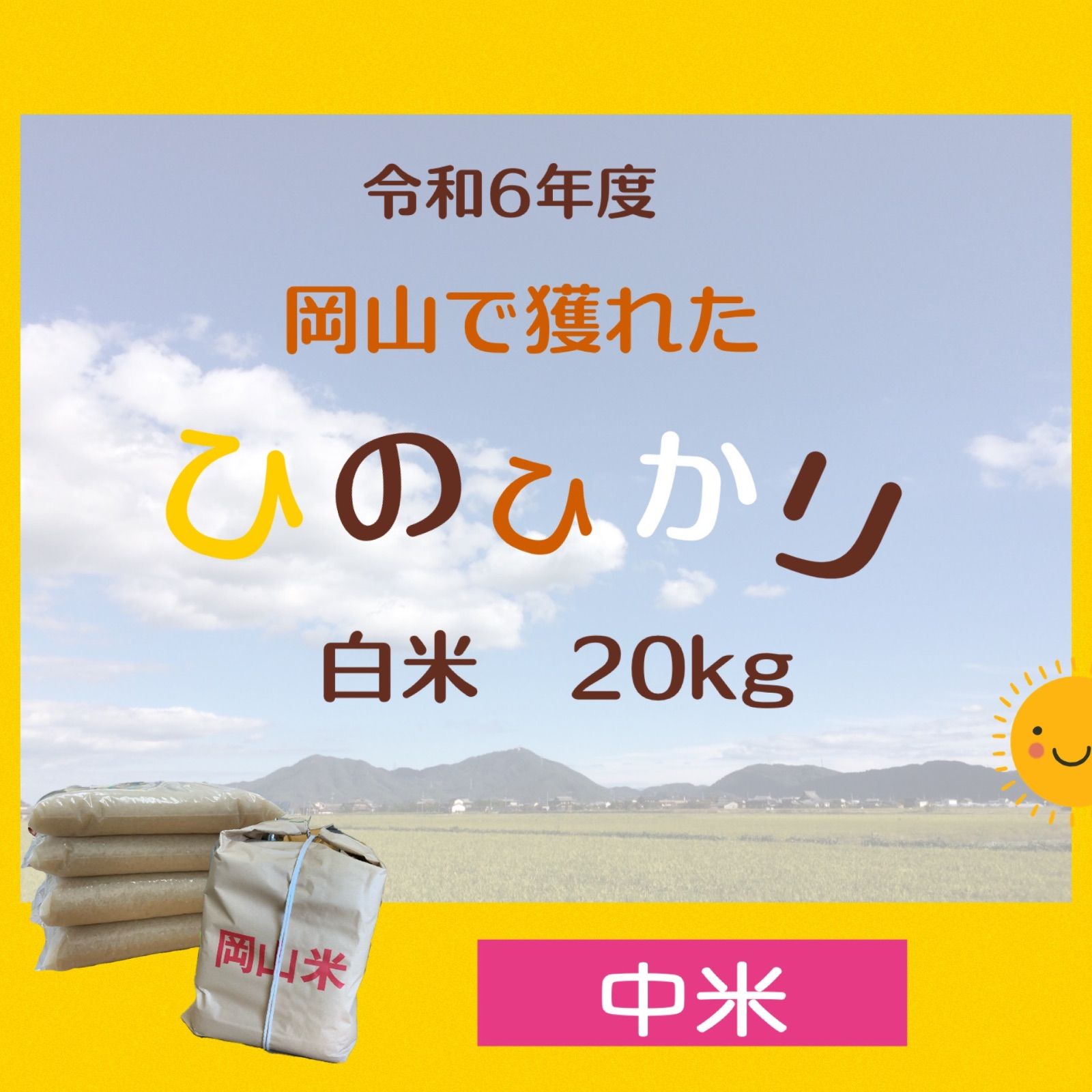 中米】【生産者直送】令和6年度 岡山県産 ひのひかり 白米 20