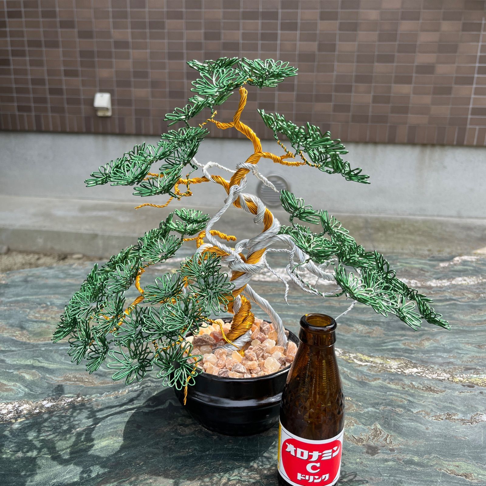 ワイヤーアート 盆栽 五葉松風 鉢付き wire art bonsai Pentapyhlla 