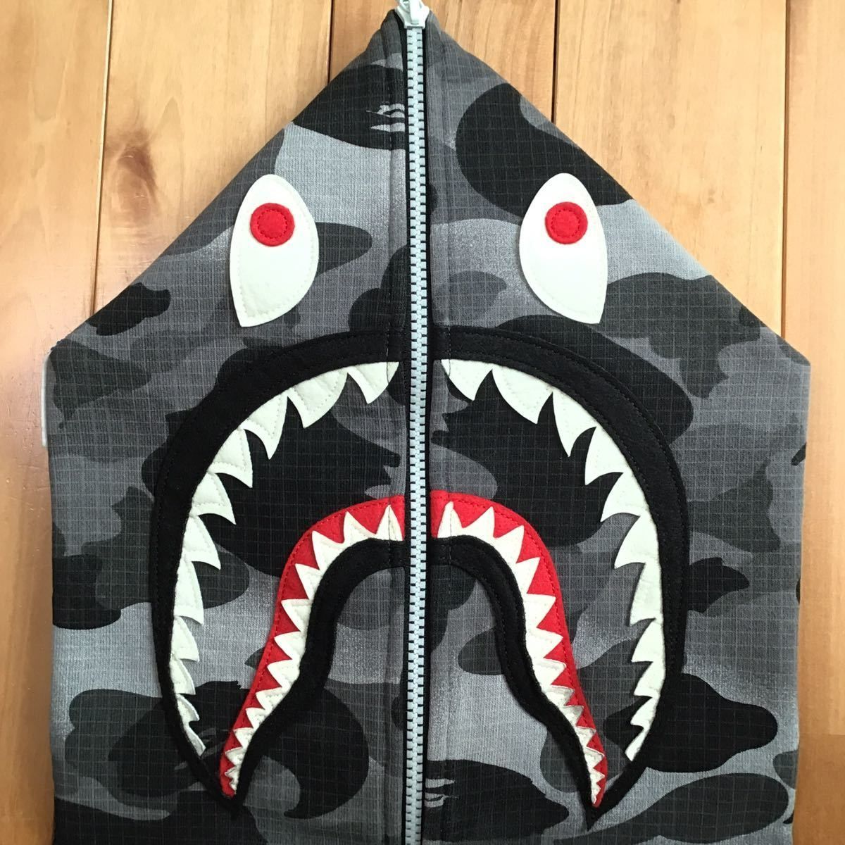 ★蓄光★ Grid Camo SHARK FULL ZIP HOODIE Lサイズ a bathing ape BAPE シャーク パーカー エイプ  ベイプ アベイシングエイプ 迷彩