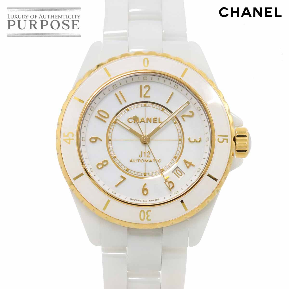 シャネル CHANEL J12 キャリバー12.1 38mm H9540 メンズ 腕時計 デイト ホワイト セラミック K18YG 自動巻き ウォッチ 90264482