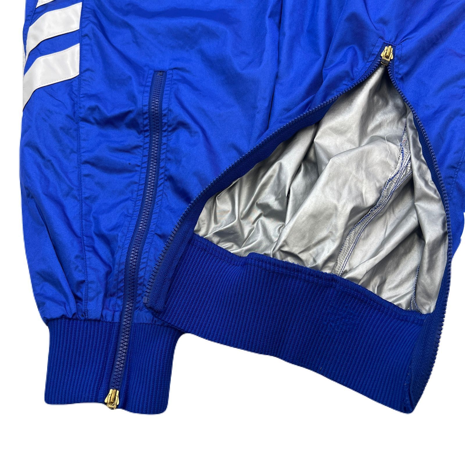 アディダス adidas ナイロンパンツ 【ヴィンテージ】裾ジップ レトロ ブルー パンツ  L メンズ 古着 ●Ja8353 80年代 adidas アディダス ナイロンパンツ ウォームアップパンツ