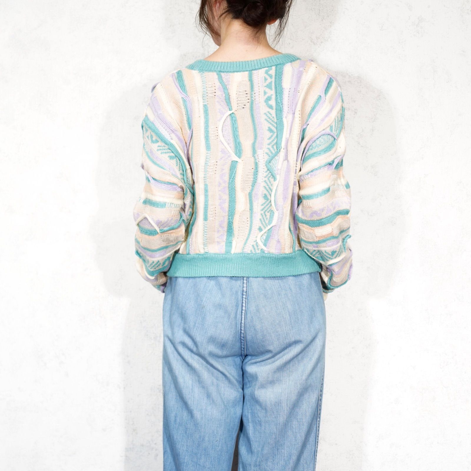 アメリカ古着ショート丈コットンニット