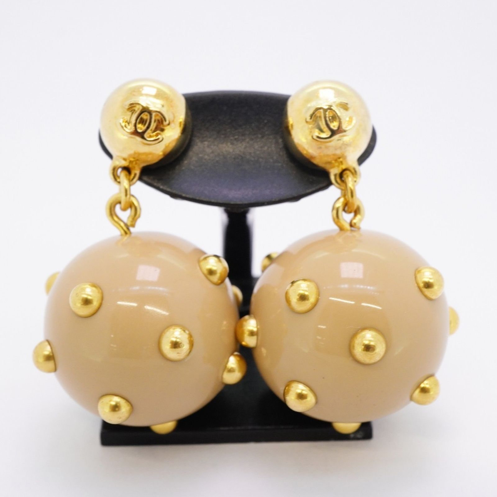 シャネル Chanel シャネル ピアス ココマーク サークル GPメッキ プラスチック ゴールド ベージュレディース