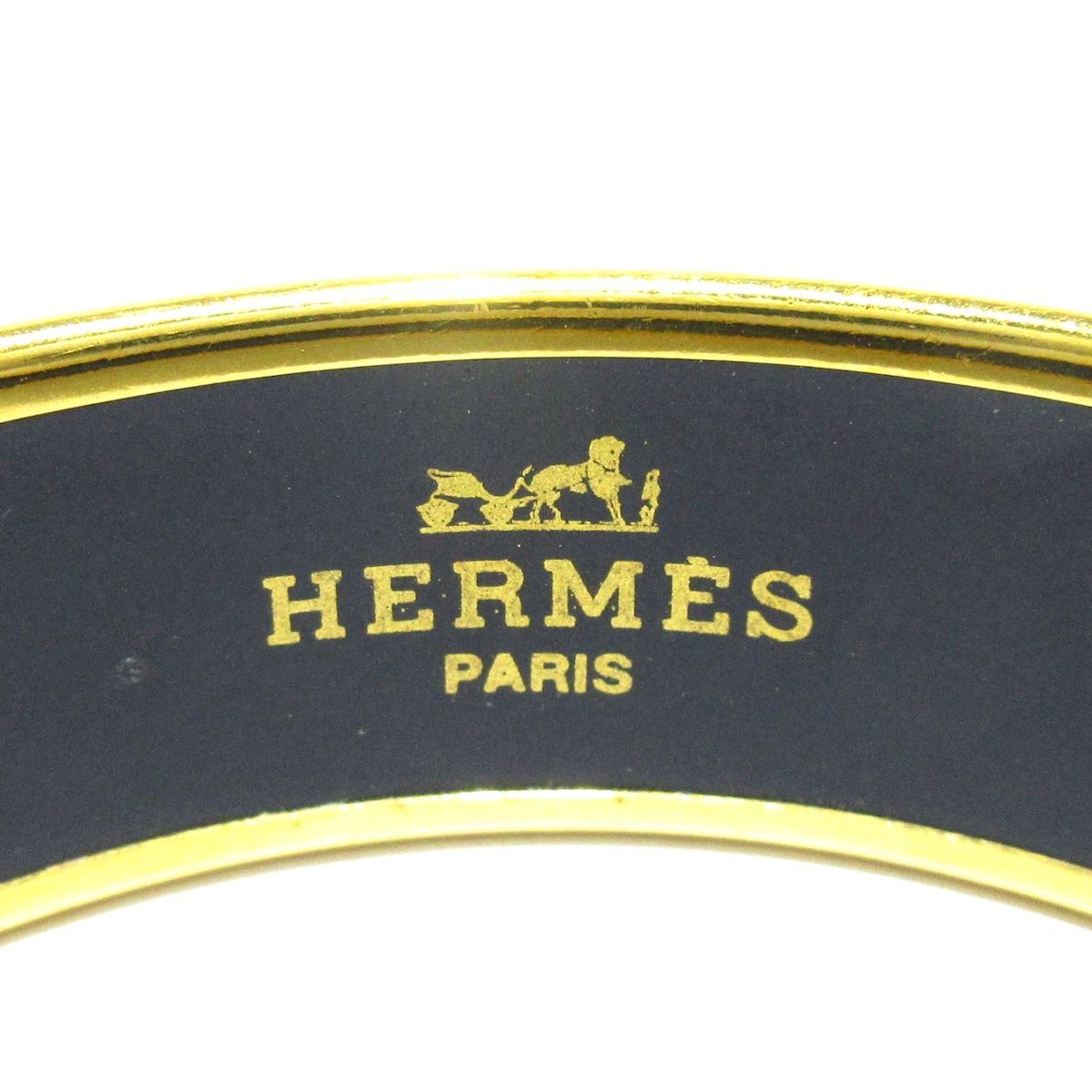HERMES グリーン・ゴールド バングル HERMES(エルメス) バングル エマイユ ゴールド×黒×グリーン