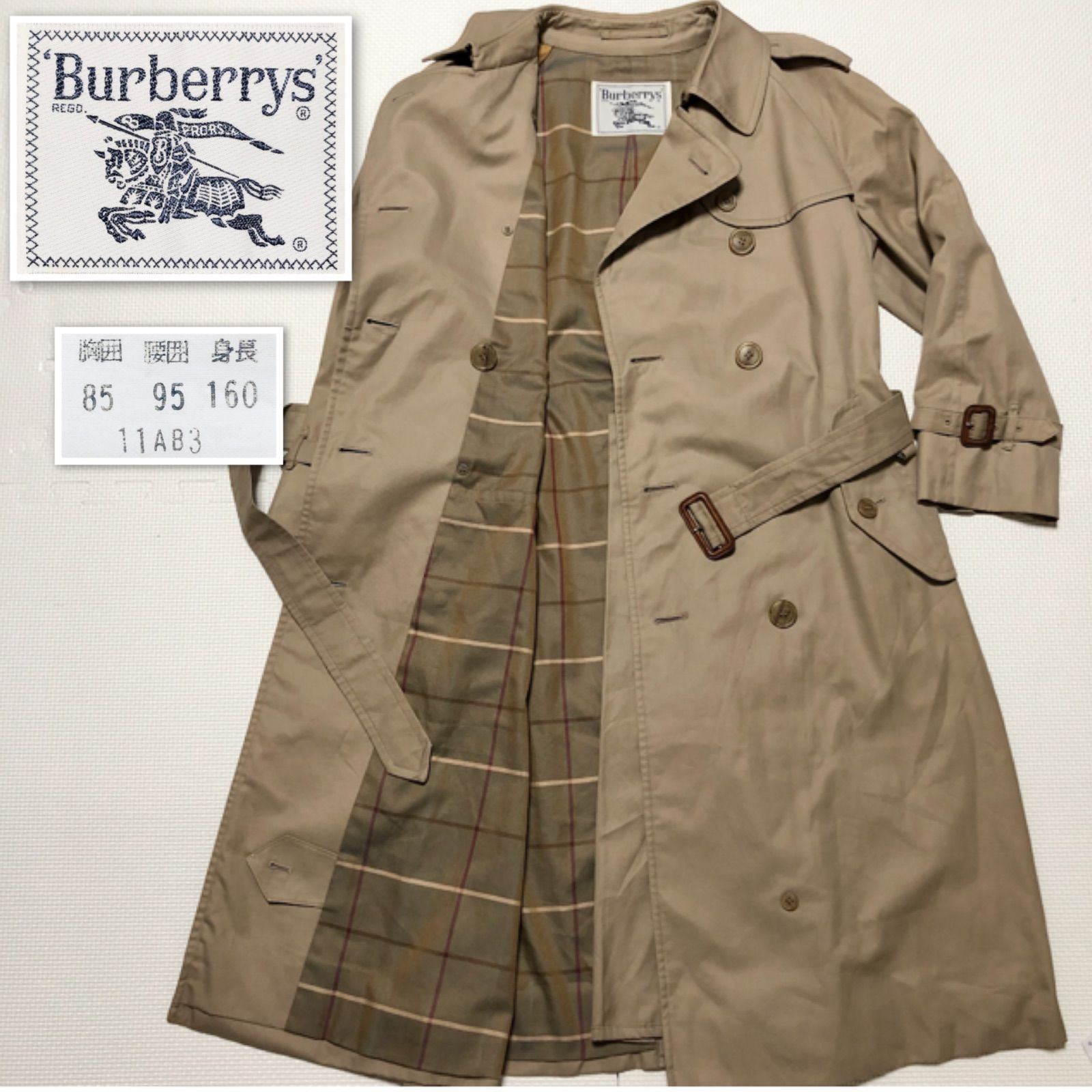 Burberrys　トレンチコート　ベージュ　ダブルボタン　ロング　コットン Burberrysトレンチコートベージュダブルボタンロングコットン